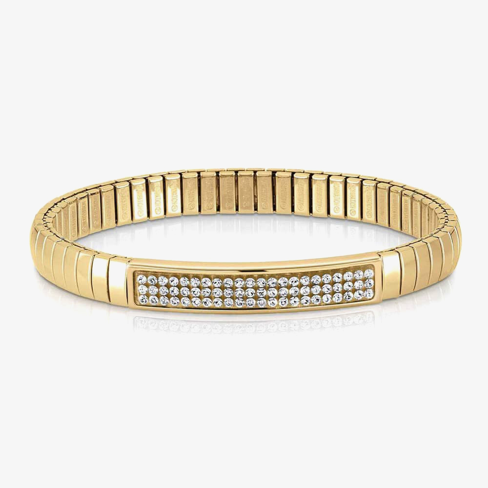 Product photograph of Nomination Extension Gold White Crystal Adjustable Bracelet 043212 010 from The Jewel Hut