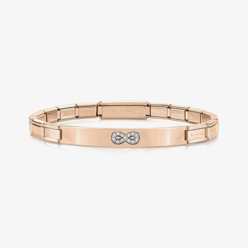 Product photograph of Nomination Trendsetter Rose Gold Pvd Amp Cubic Zirconia Infinity Bracelet 021135 024 from The Jewel Hut