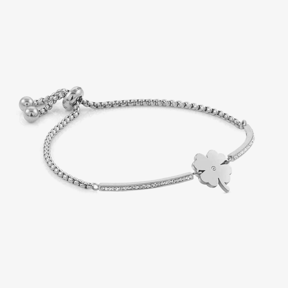 Nomination Milleluci Stainless Steel Four Leaf Clover Toggle Pave Half Bangle 028003/006