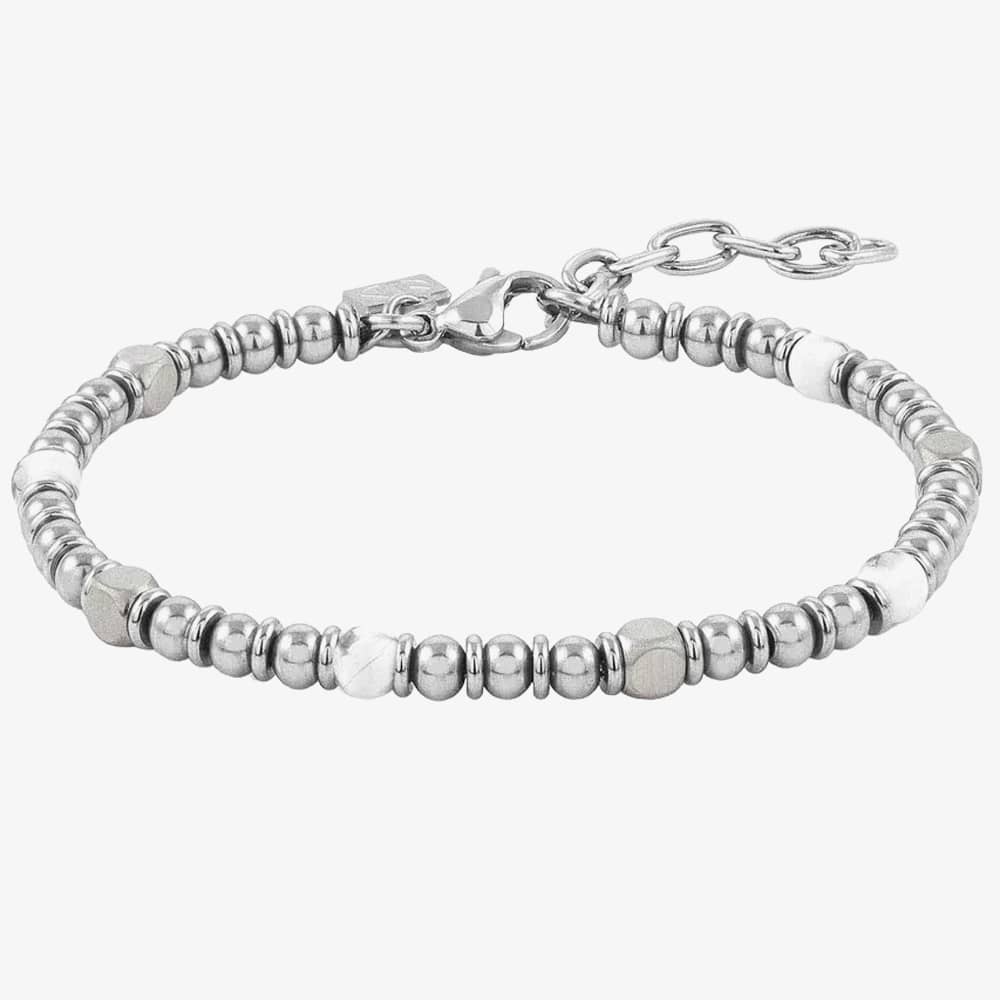 Product photograph of Nomination Instinct Stainless Steel White Agate Bead Bracelet 027905 042 from The Jewel Hut