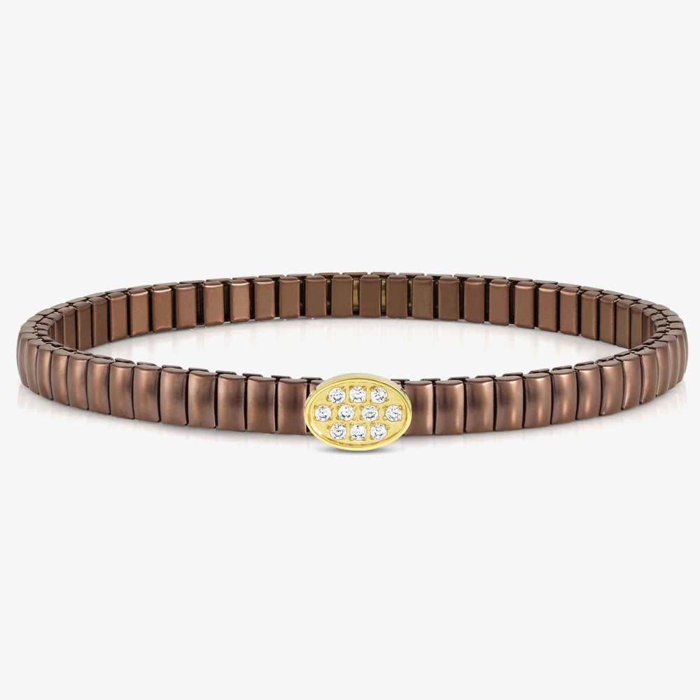 Product photograph of Nomination Xte Life Brown Finish Stainless Steel Cubic Zirconia Oval Bracelet 046012 053 from The Jewel Hut