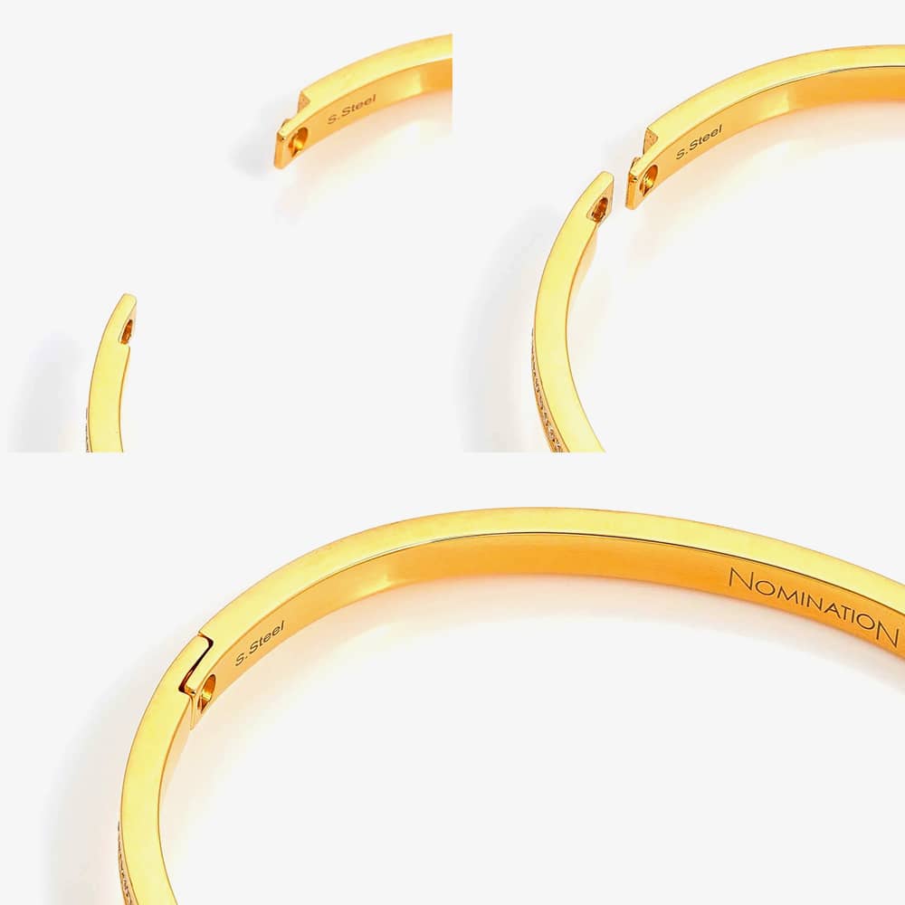 Nomination Pretty Bangles Gold Plated Cubic Zirconia Open Star Bangle 029501/009