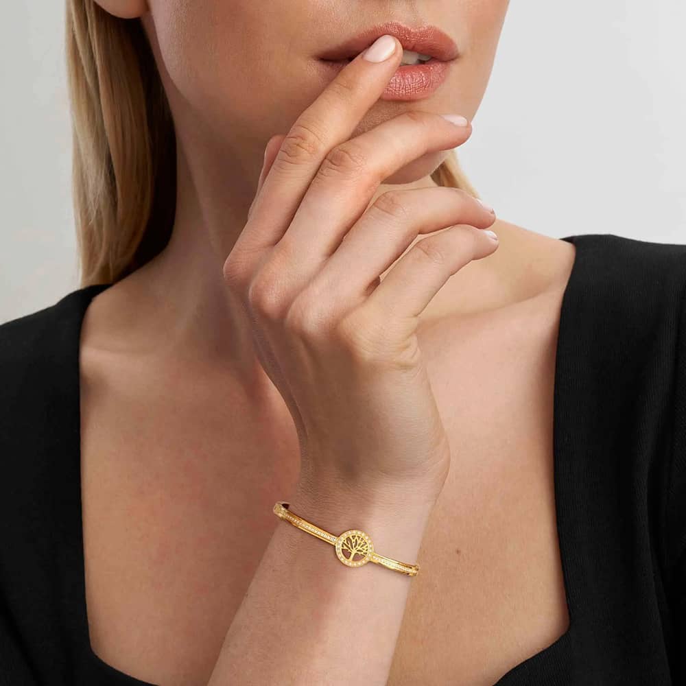 Nomination Pretty Bangles Gold Plated Cubic Zirconia Tree Of Life Bangle 029501/030