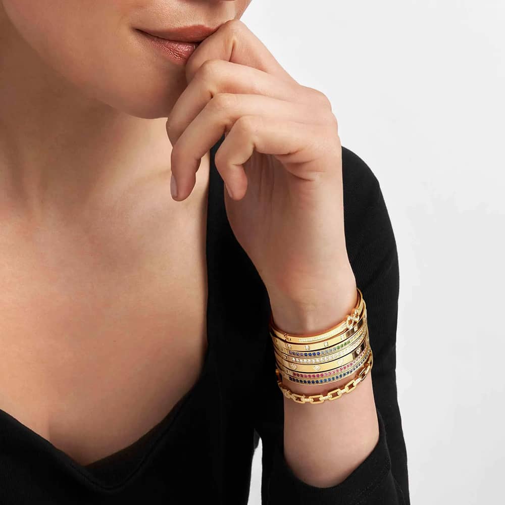 Nomination Pretty Bangles Gold Plated Pave Half Set White Cubic Zirconia Bangle 029505/020