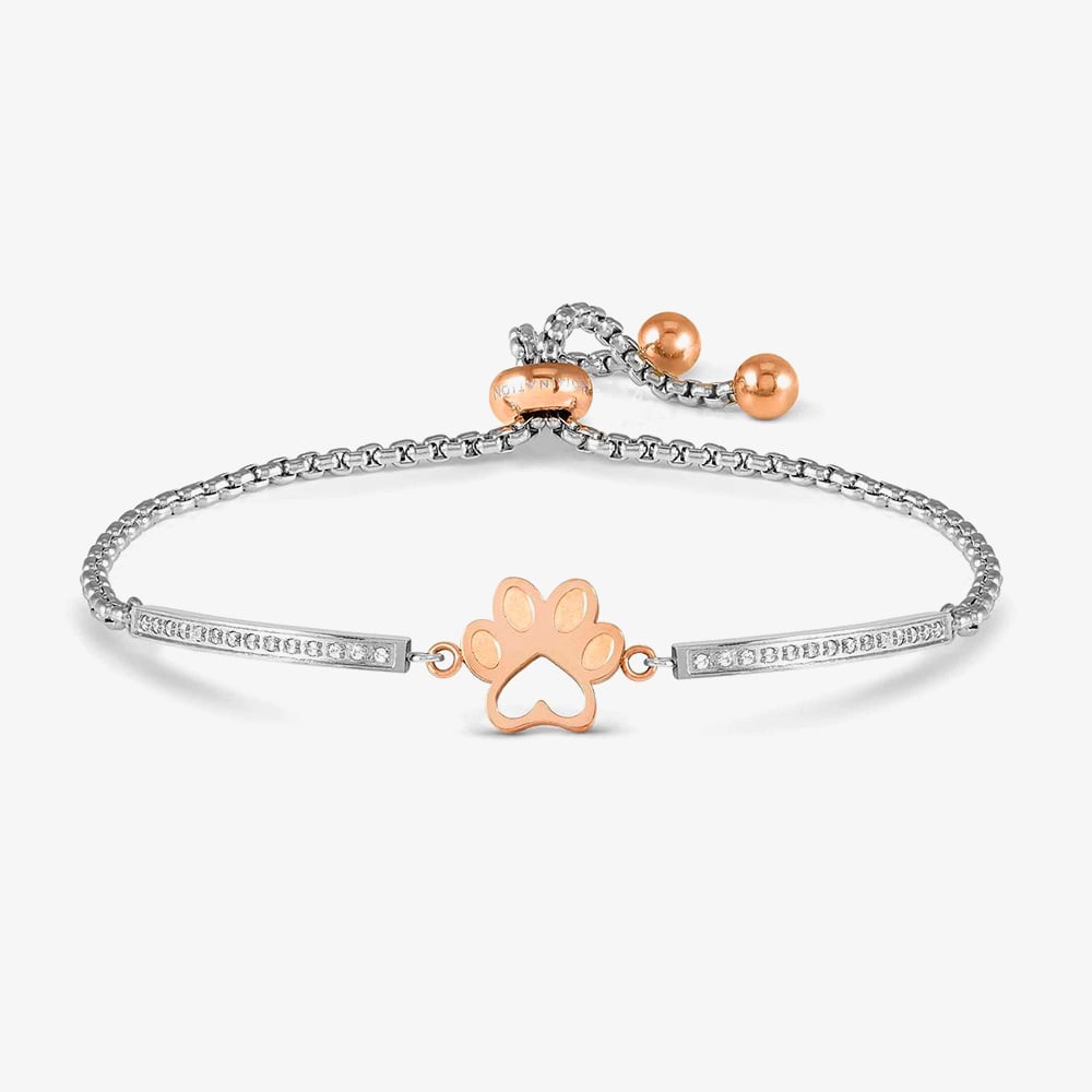 Nomination Milleluci Silver &amp; Rose Gold Paw Print Toggle Bracelet 028017/013