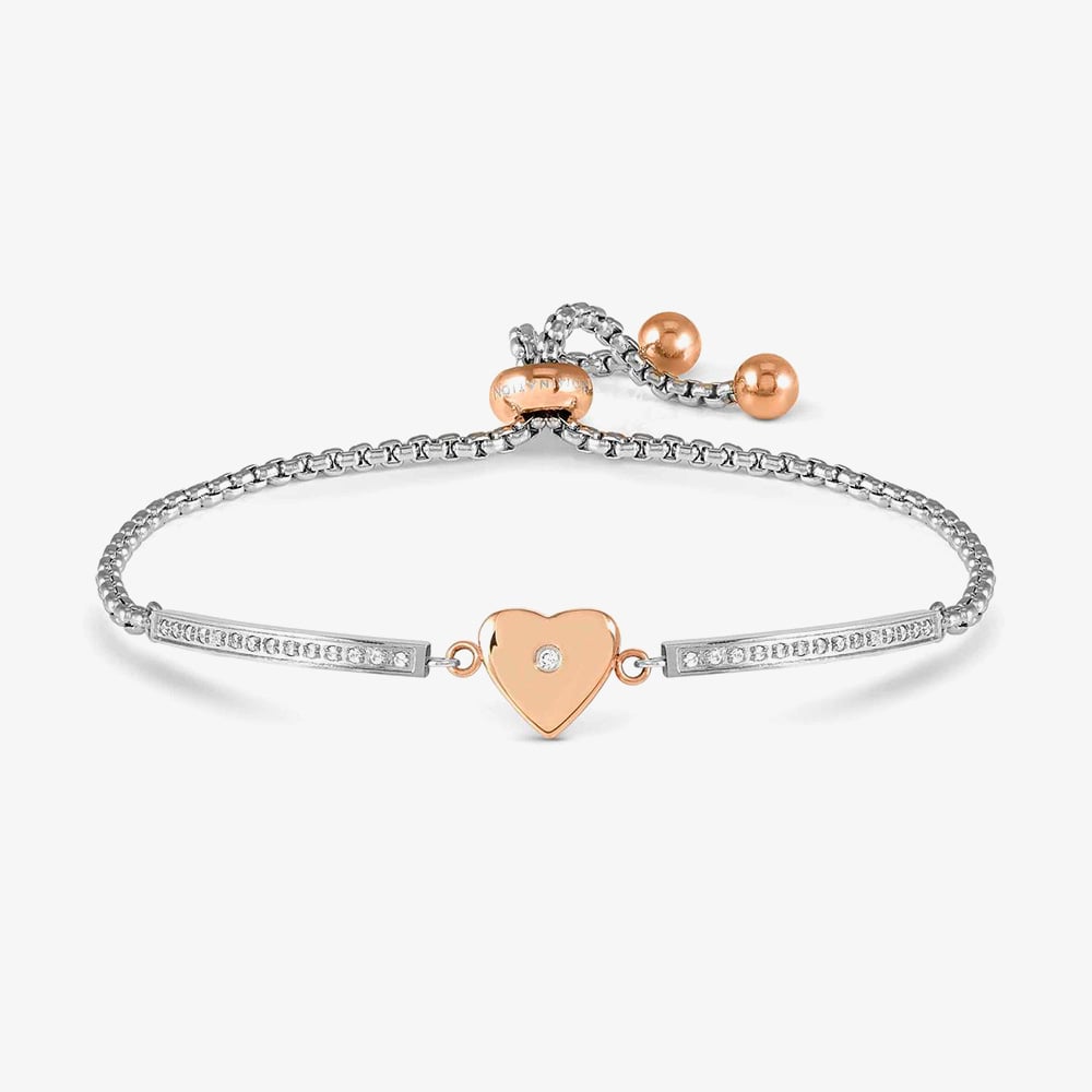 Nomination Milleluci Silver &amp; Rose Gold Heart Toggle Bracelet 028017/022
