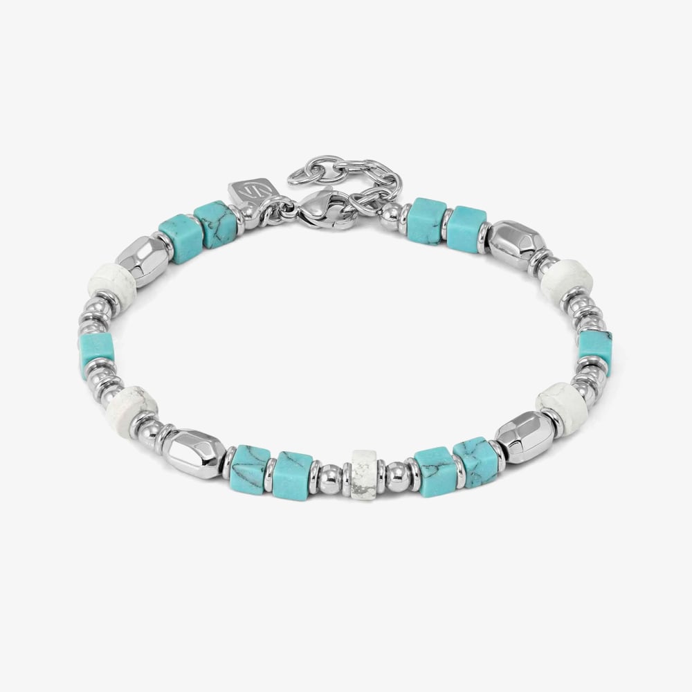Nomination InstinctStyle Stainless Steel, Turquoise &amp; White Stone Infinity Bracelet 027936/099
