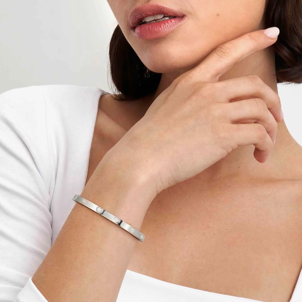 Nomination Pretty Bangles Stainless Steel Cubic Zirconia Heart Medium Bangle 029512/004