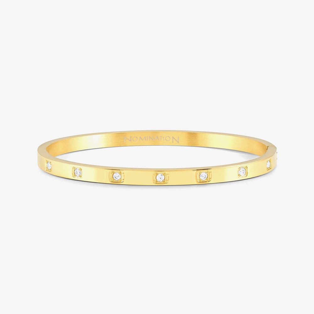 Nomination Pretty Bangles Gold Plated Square Set Cubic Zirconia Medium Bangle 029514/012