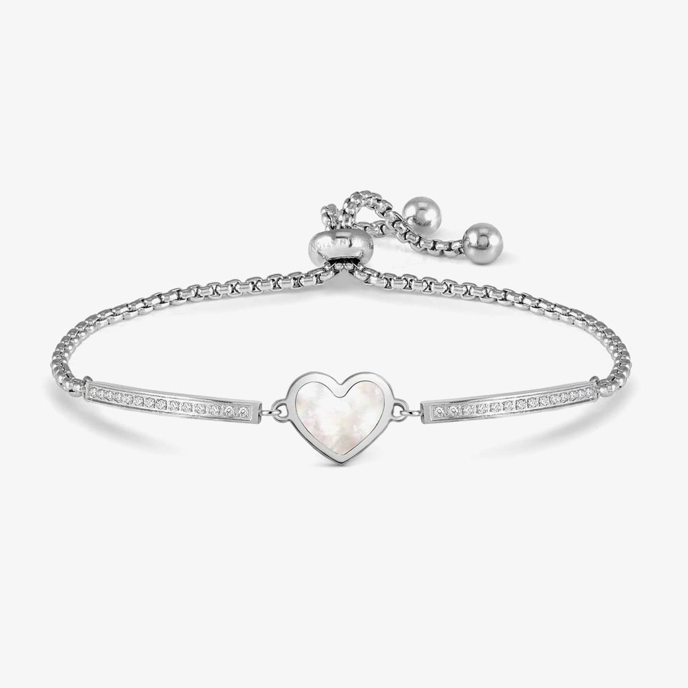 Nomination Milleluci Stainless Steel Mother of Pearl Heart Box Chain Bracelet 028031/068