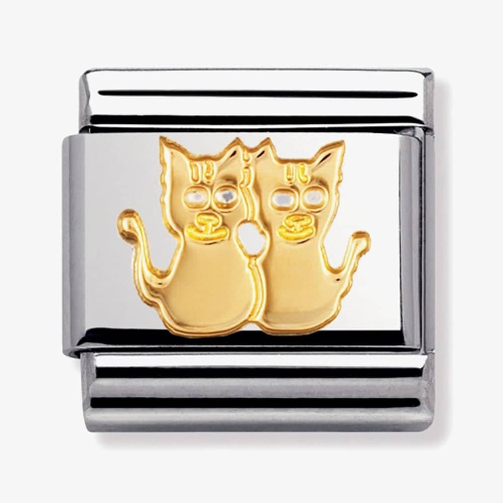 Product photograph of Nomination Classic Gold Animals Of Earth Two Cats Charm 030112 13 from The Jewel Hut