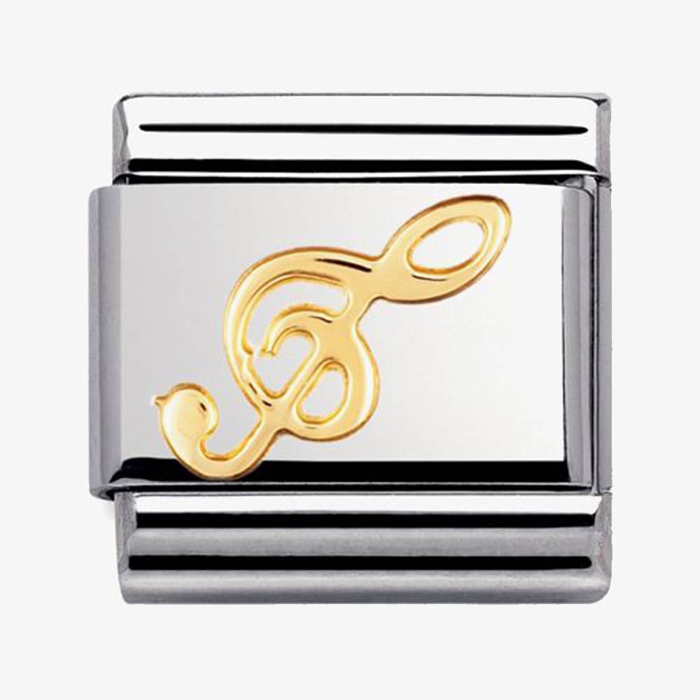 Product photograph of Nomination Classic Gold Music Collection Treble Clef Charm 030117 08 from The Jewel Hut