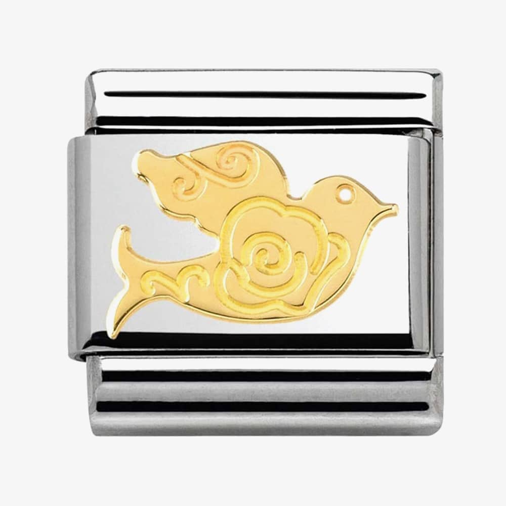 Product photograph of Nomination Classic Gold Madame Monsieur Dove Charm 030162 12 from The Jewel Hut