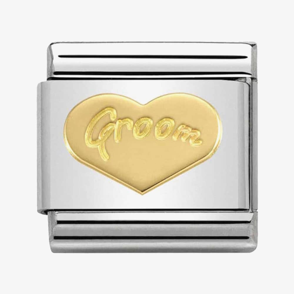 Product photograph of Nomination Classic Gold Symbols Groom Heart Charm 030162 34 from The Jewel Hut
