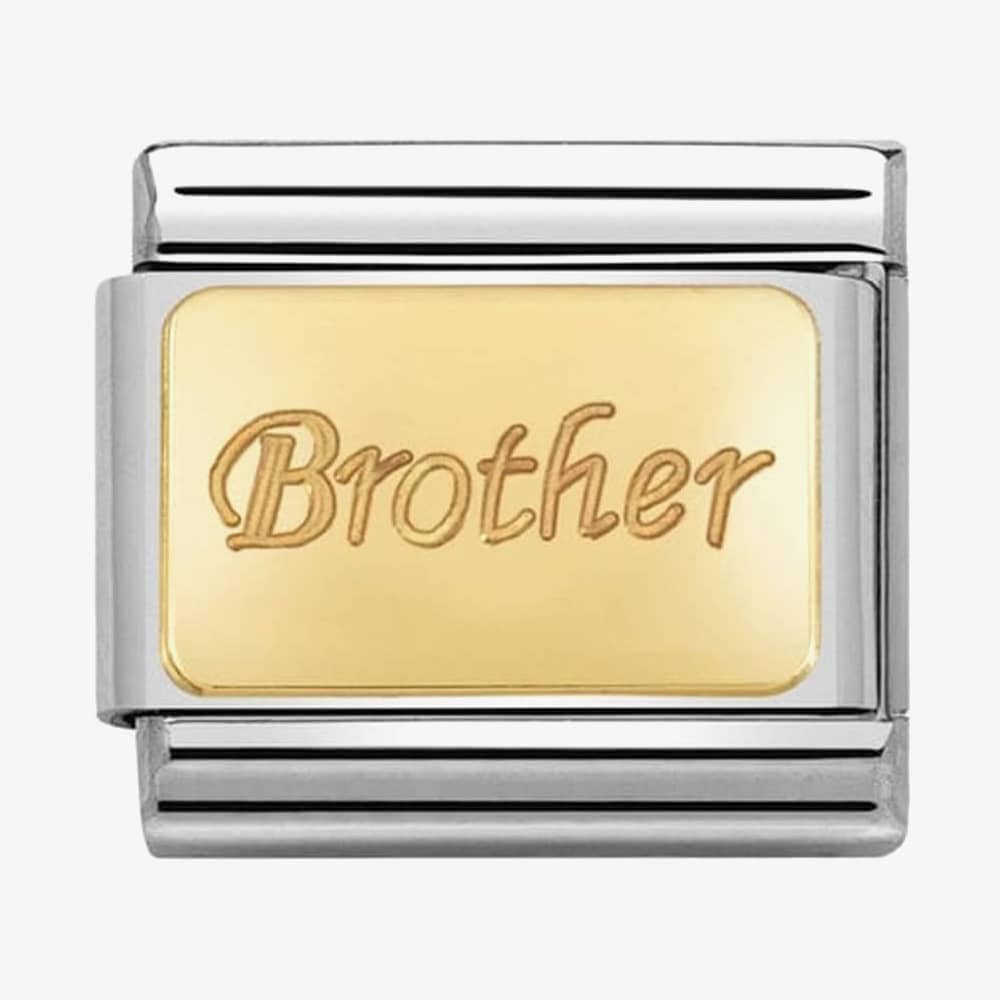 Product photograph of Nomination Classic Gold Engraved Signs Brother Charm 030121 35 from The Jewel Hut