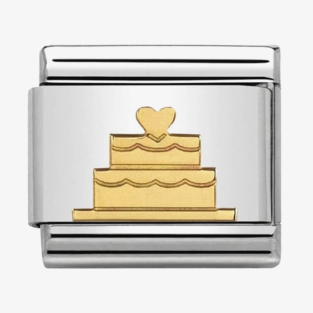 Product photograph of Nomination Classic Gold Symbols Tiered Heart Charm 030162 40 from The Jewel Hut