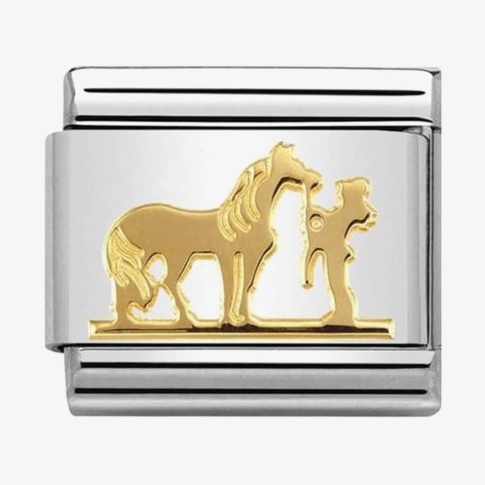 Product photograph of Nomination Classic Gold Symbols Horse With Rider Charm 030149 29 from The Jewel Hut