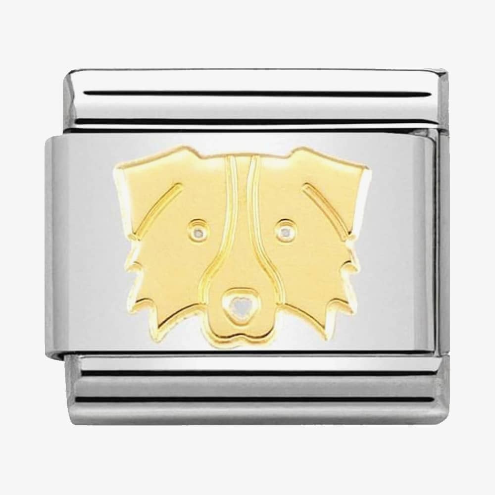 Product photograph of Nomination Classic Gold Border Collie Charm 030162 59 from The Jewel Hut