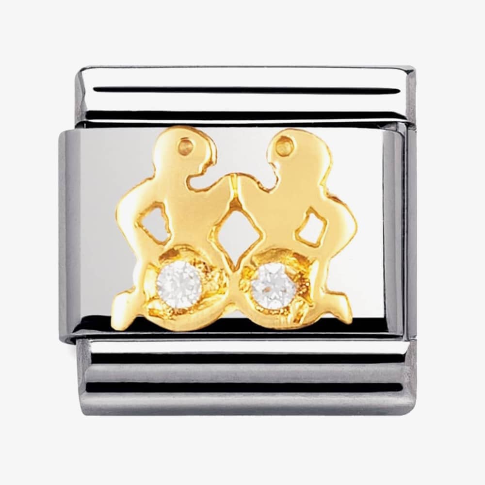 Product photograph of Nomination Classic Gold Zodiac Cubic Zirconia Gemini Charm 030302 03 from The Jewel Hut
