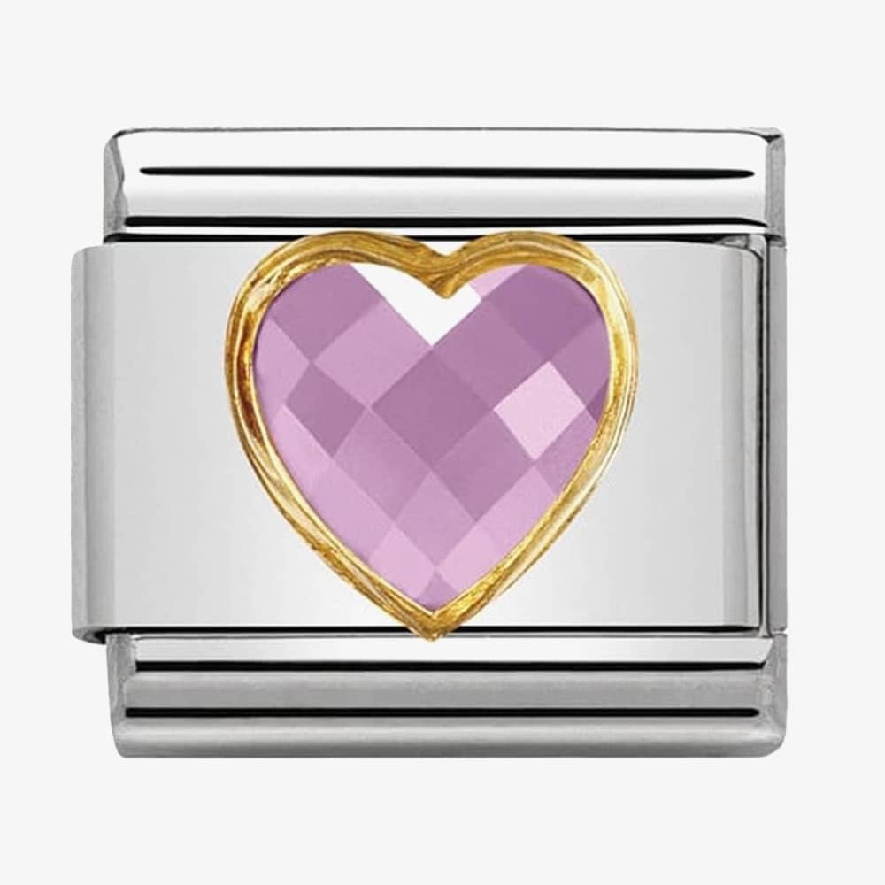 Product photograph of Nomination Classic Gold Pink Heart Charm 030610 003 from The Jewel Hut