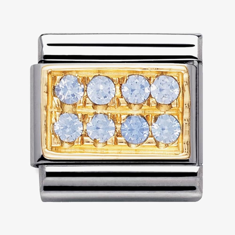 Product photograph of Nomination Classic Gold Pave Light Blue Cubic Zirconia Charm 030314 05 from The Jewel Hut