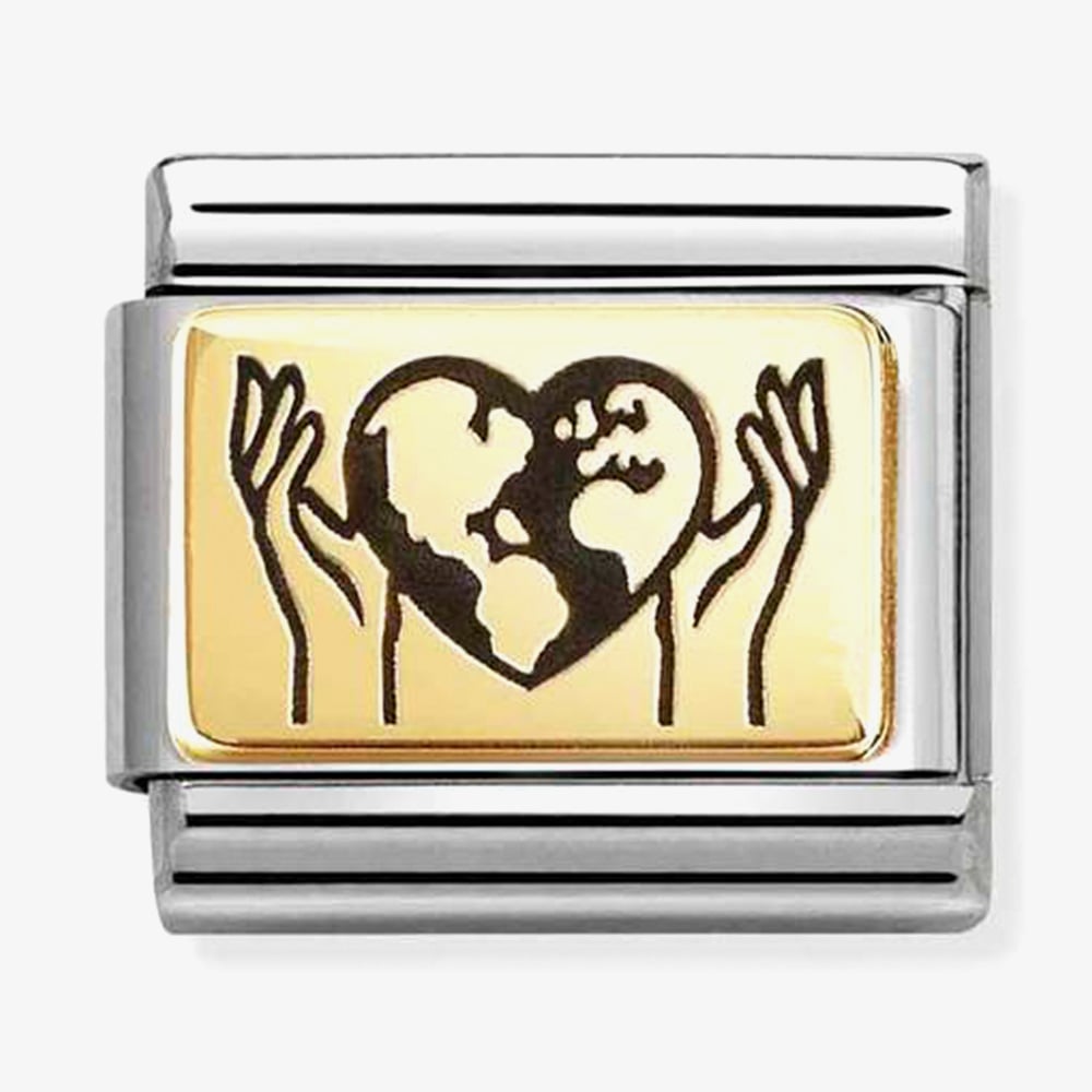 Nomination Gold Hands With Heat Globe Charm