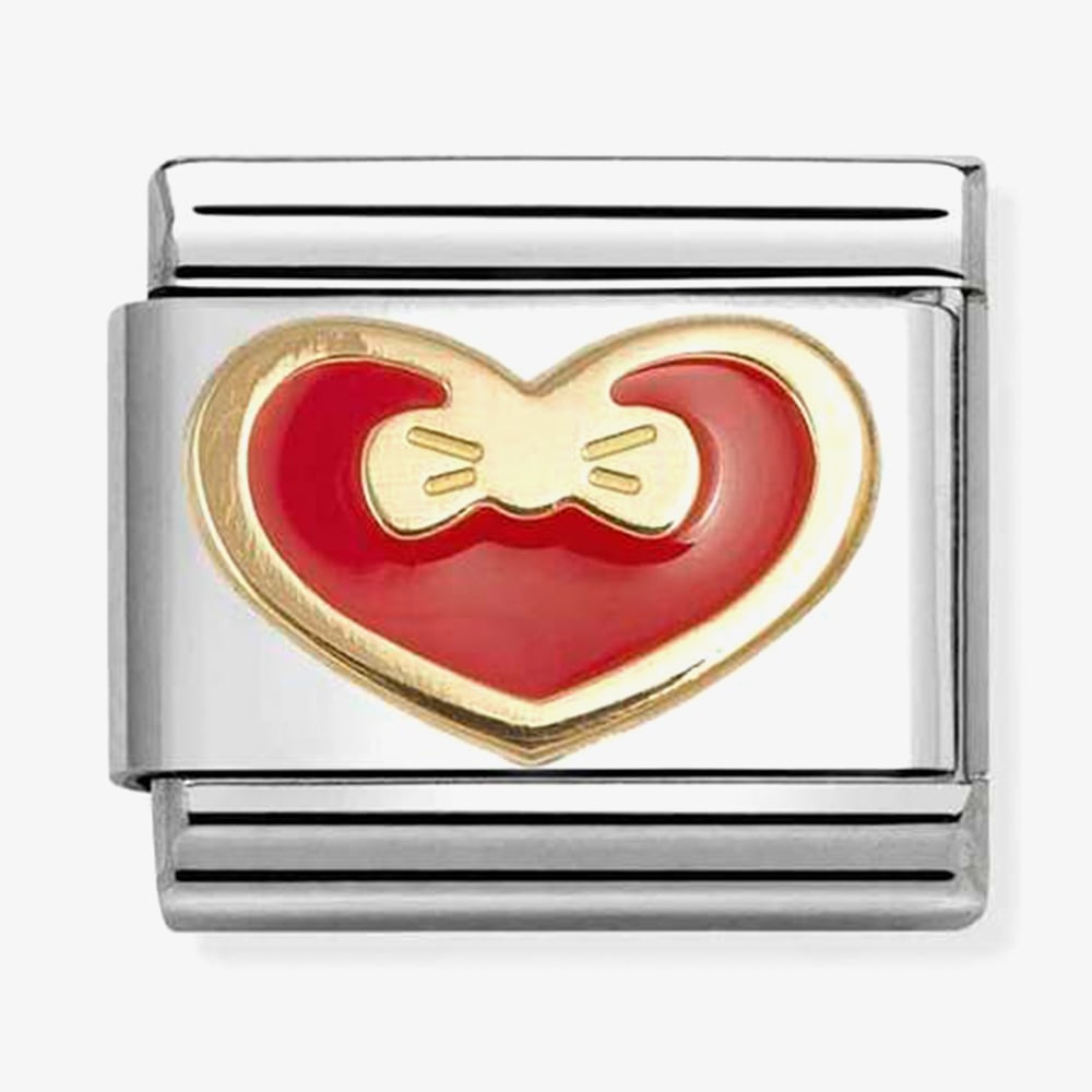 Nomination Gold Red Heart With Bow Charm