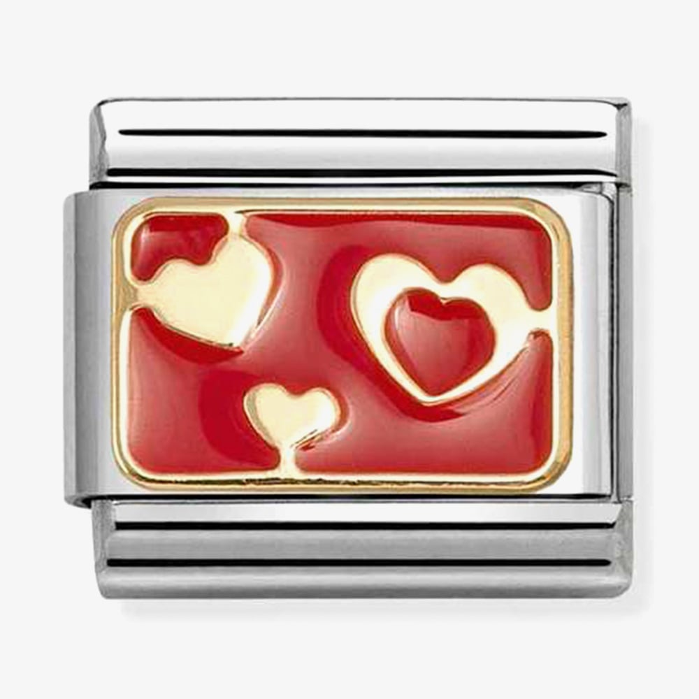 Nomination Gold Various Red Hearts Charm