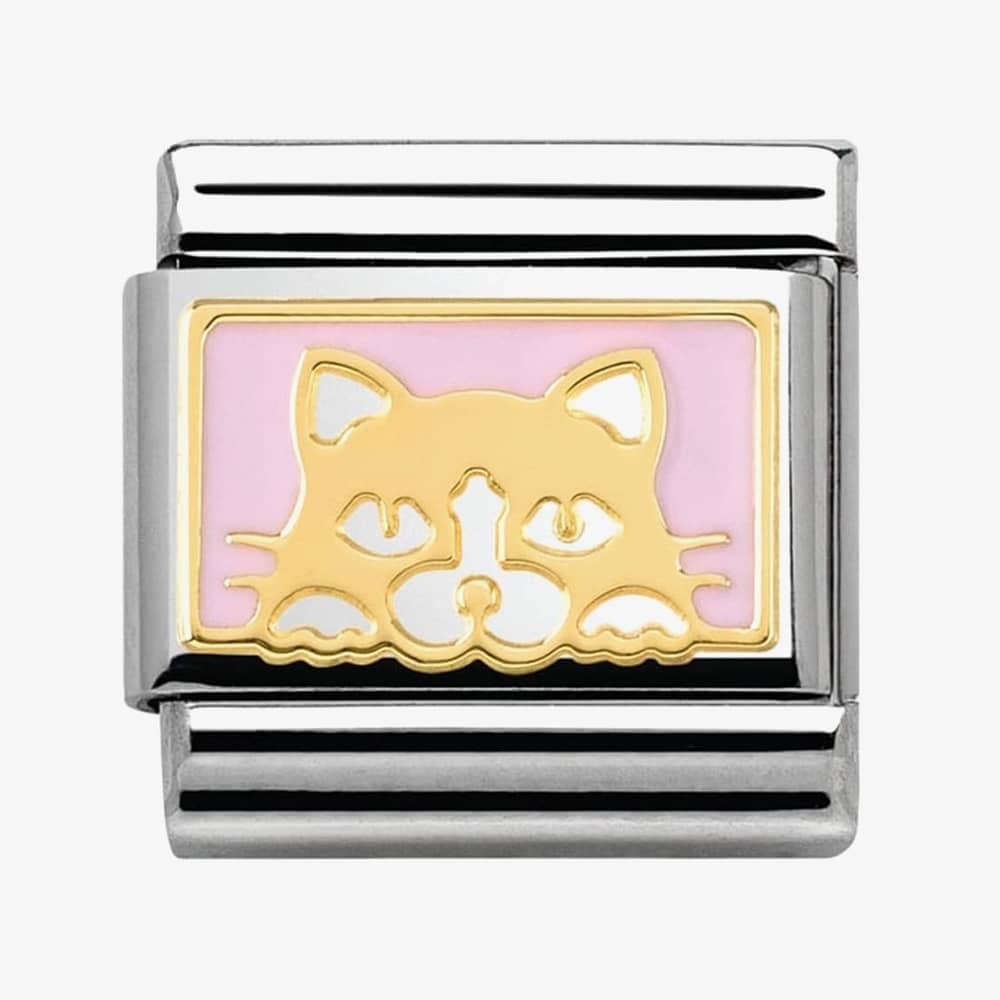 Product photograph of Nomination Classic Gold Plates Standing Cat Charm 030284 13 from The Jewel Hut
