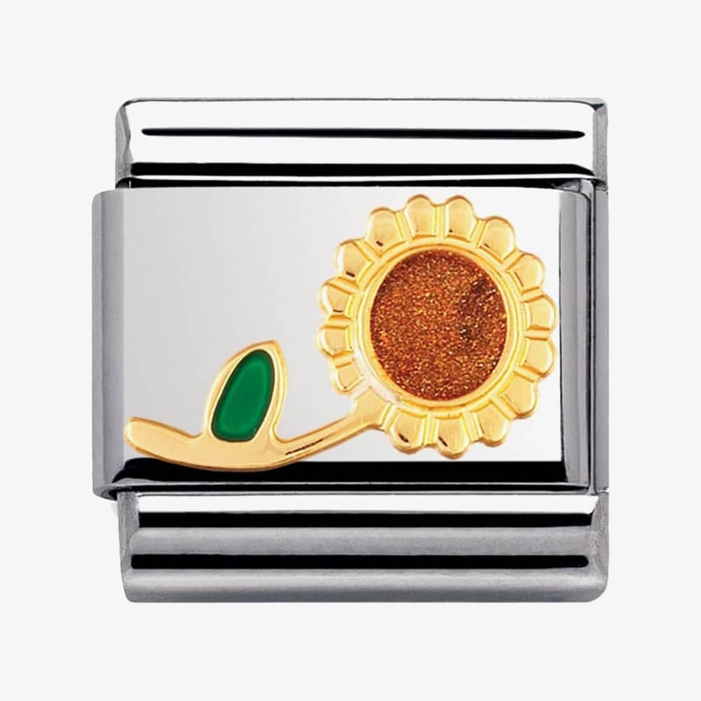 Product photograph of Nomination Classic Gold Nature Sunflower Stem Charm 030214 26 from The Jewel Hut