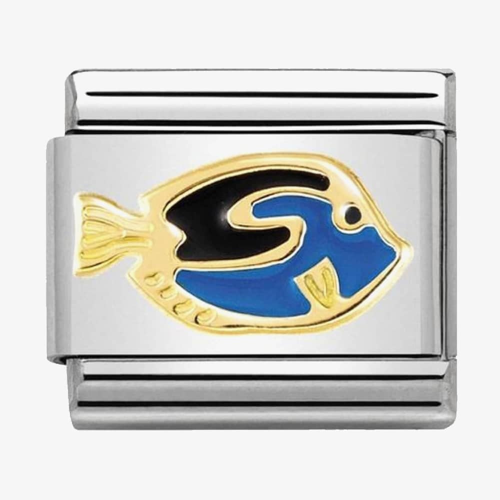 Product photograph of Nomination Classic Gold Blue Surgeonfish Charm 030272 41 from The Jewel Hut