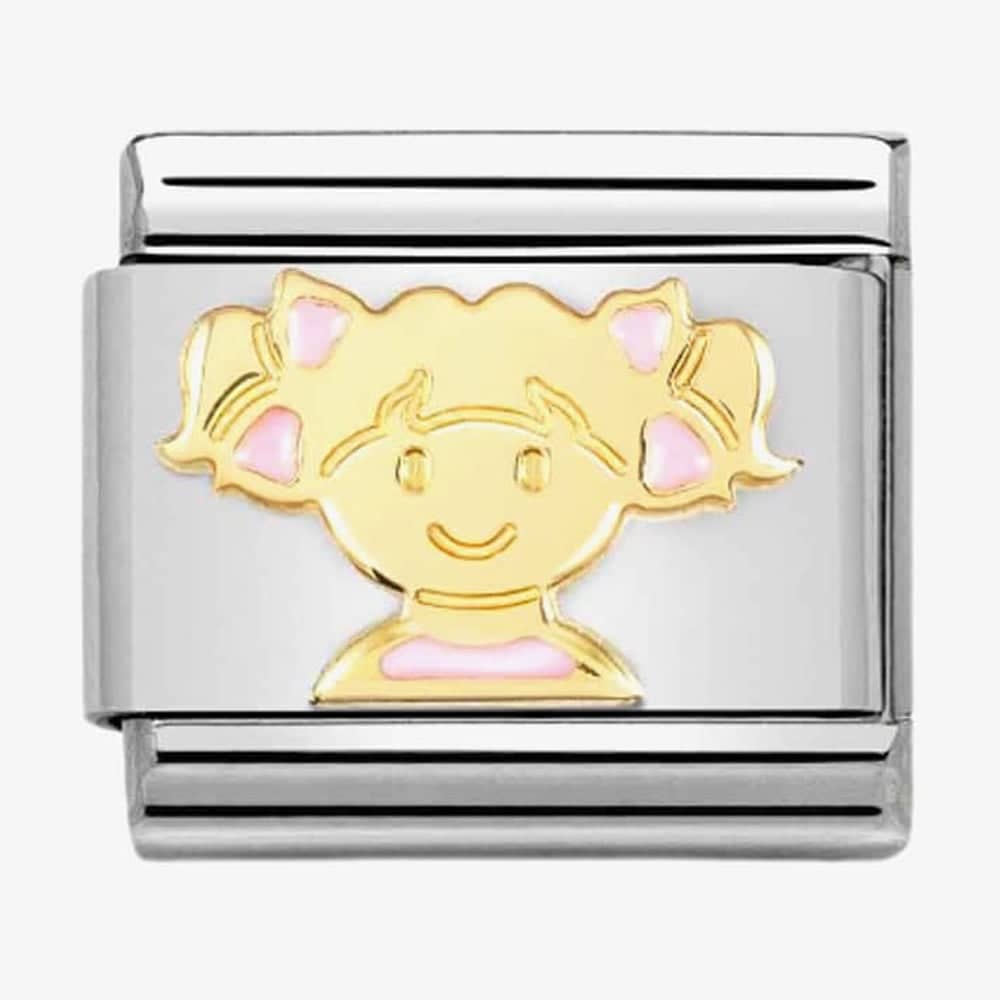 Product photograph of Nomination Classic Composable Pink Enamel Girl Charm 030272 66 from The Jewel Hut