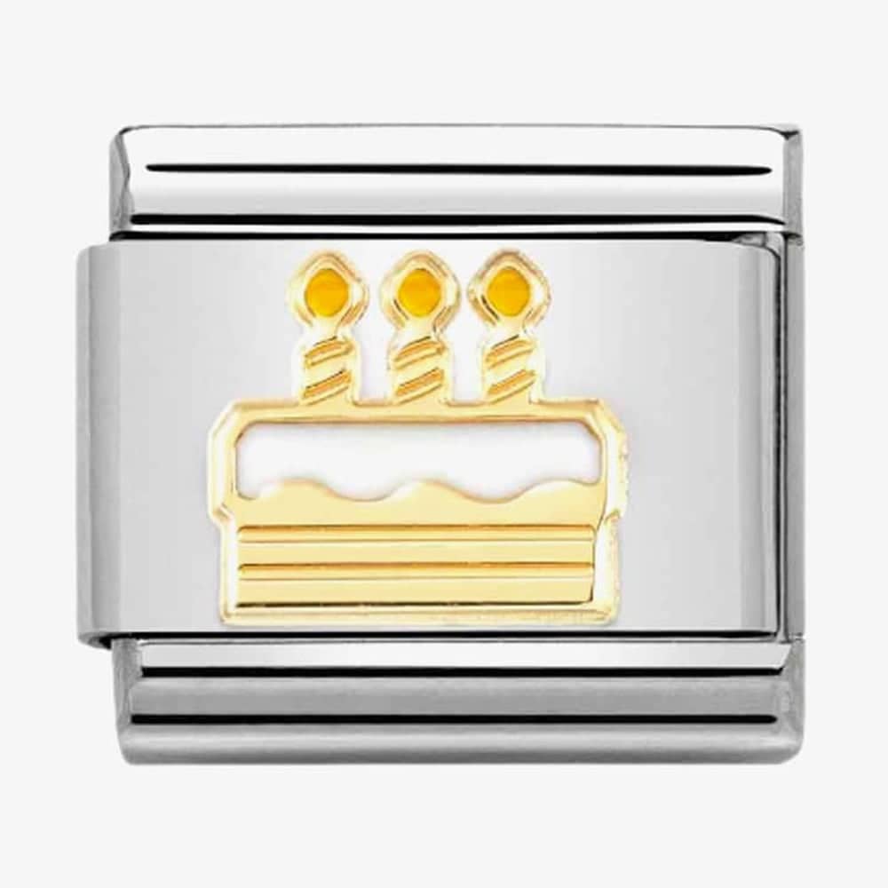 Product photograph of Nomination Classic Composable White Enamel Birthday Cake Charm 030272 71 from The Jewel Hut