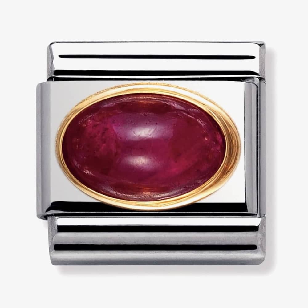 Product photograph of Nomination Classic Gold Oval Ruby Charm 030504 10 from The Jewel Hut