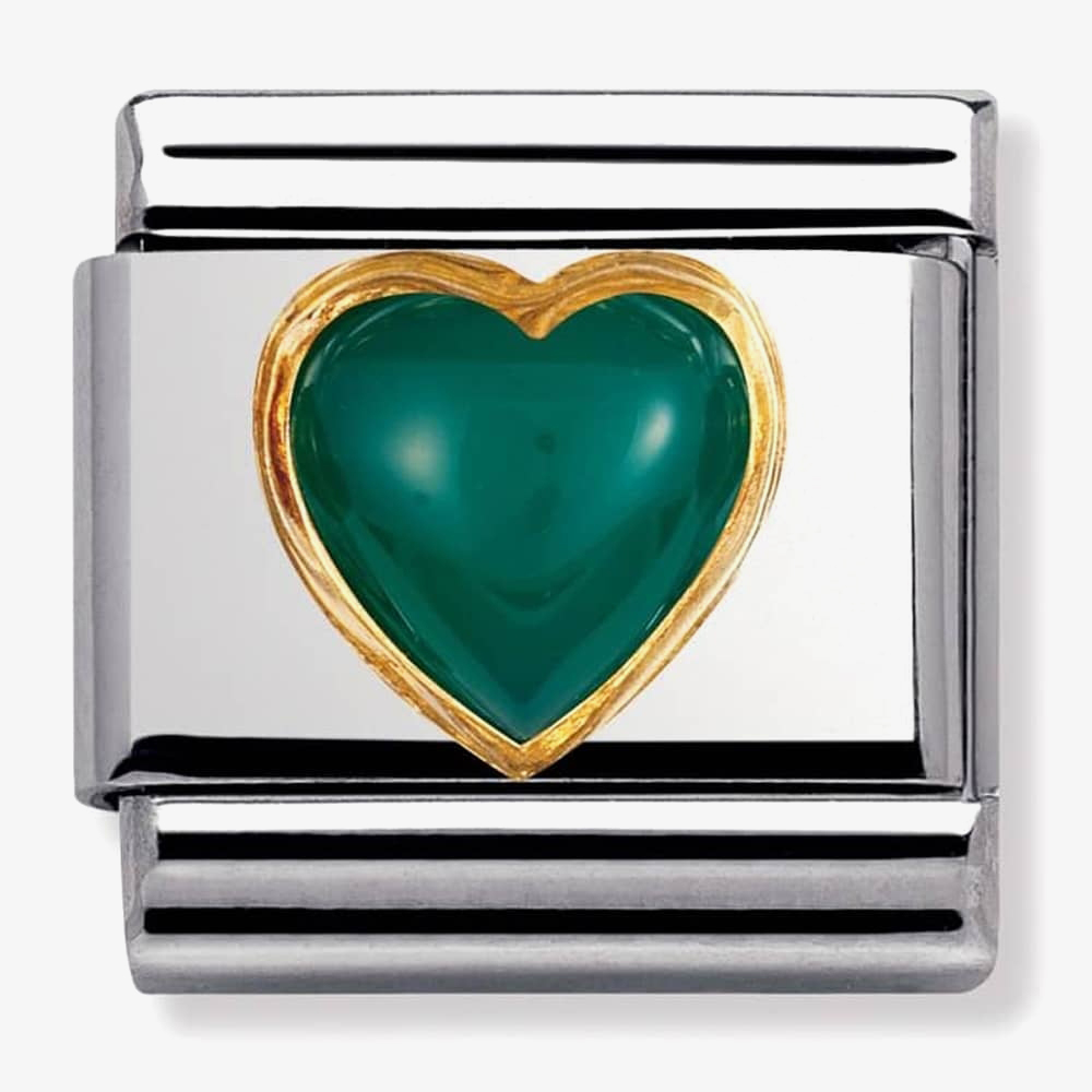Nomination CLASSIC Gold Stones Hearts Green Agate Charm 030501/03