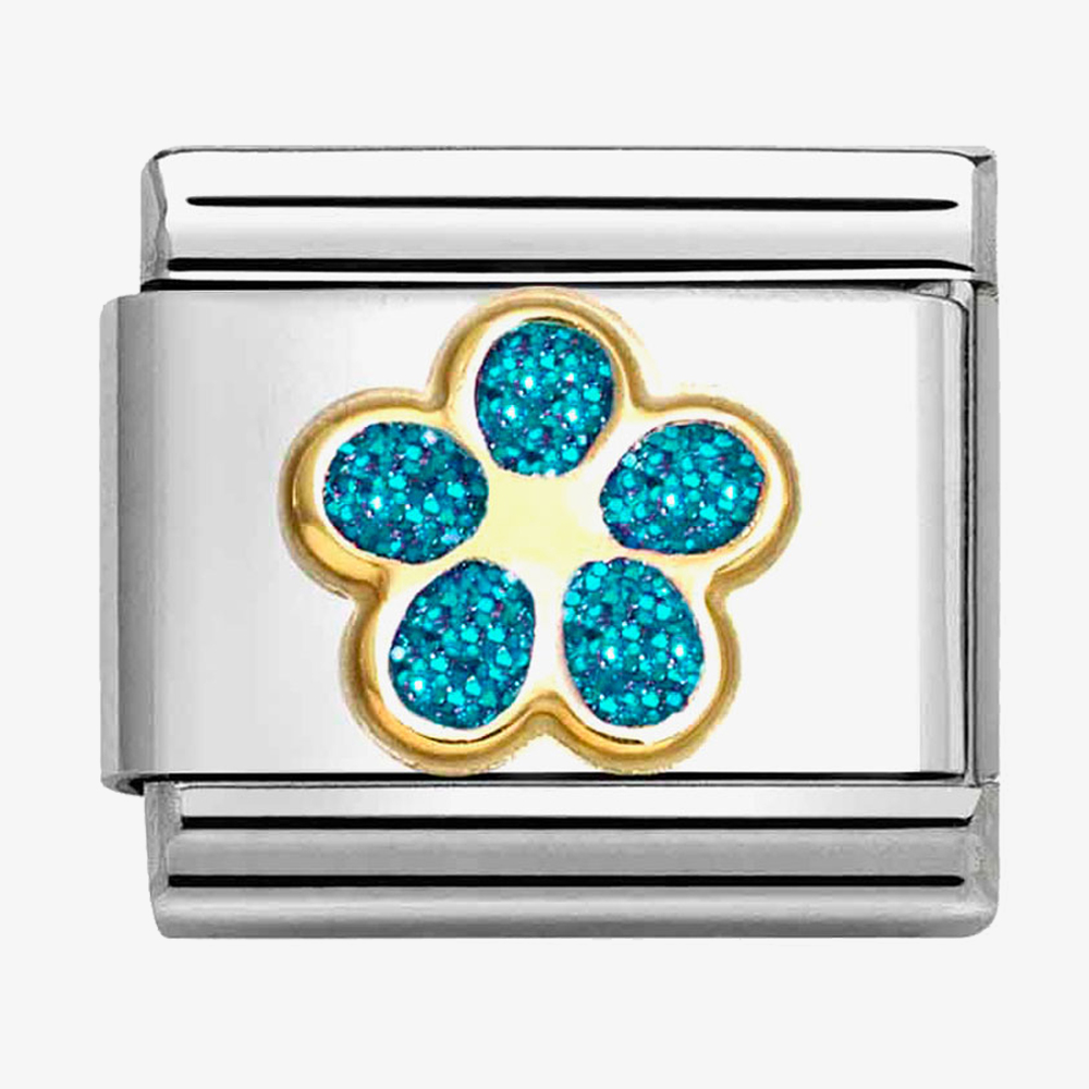 Nomination CLASSIC Turquoise Glitter Flower Charm 030220/16