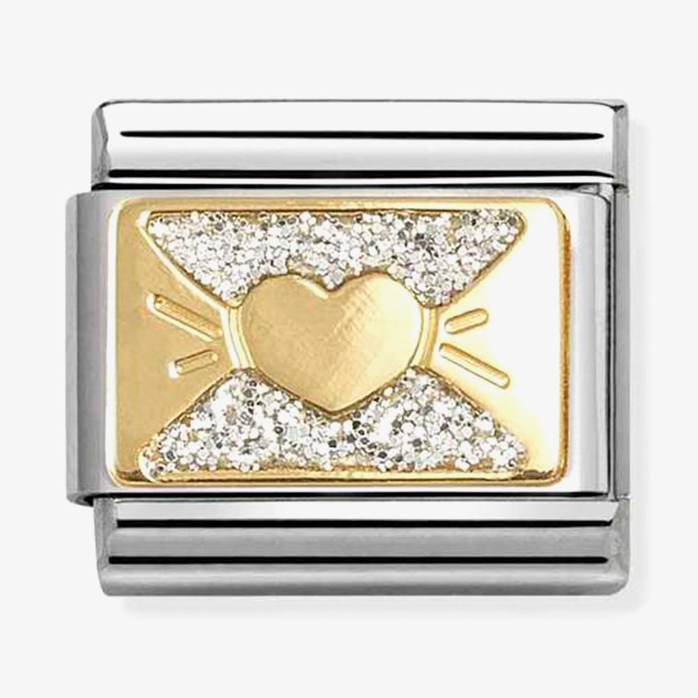 Nomination Gold Heart Bow Charm