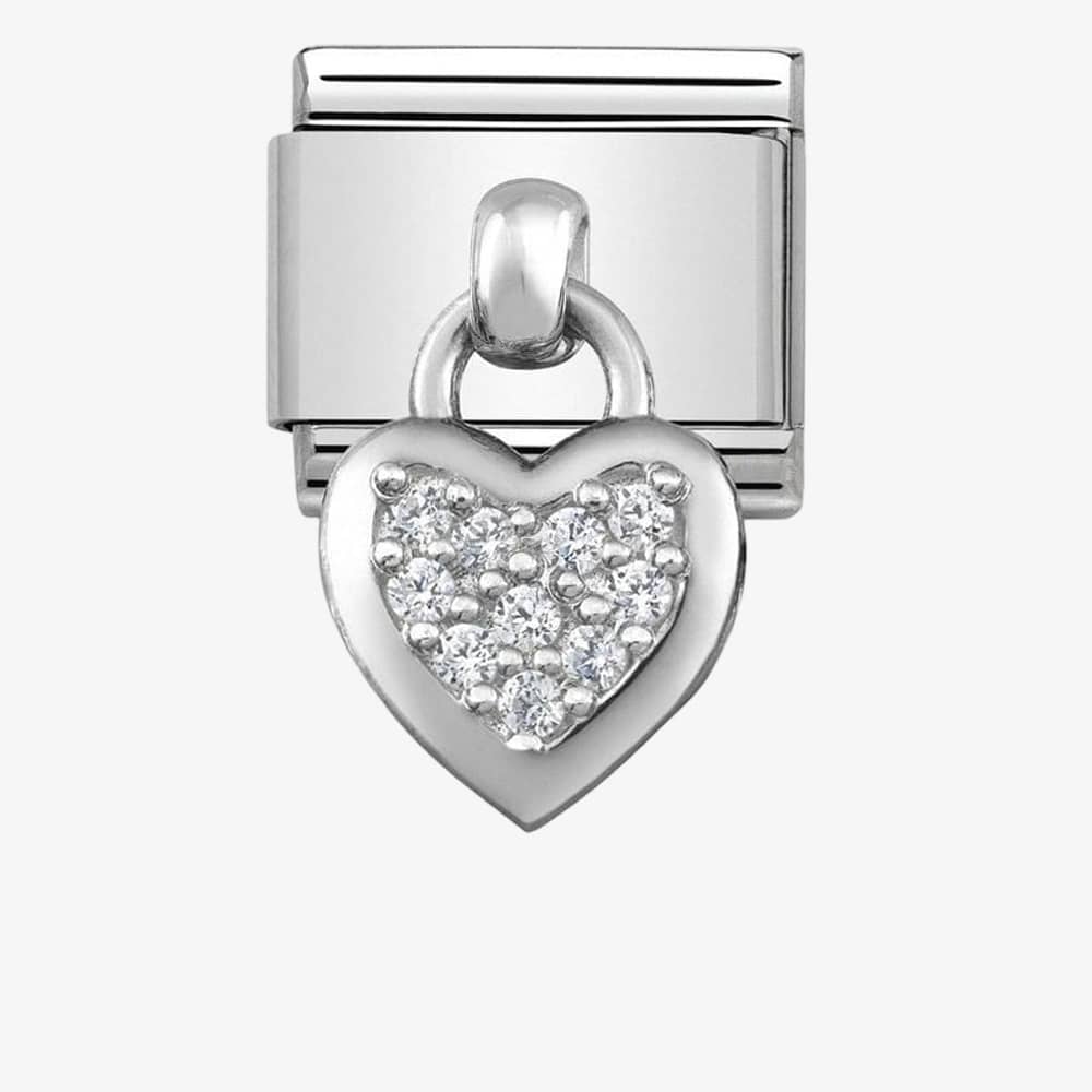 Product photograph of Nomination Classic Silvershine Cubic Zirconia Heart Charm 331800 01 from The Jewel Hut
