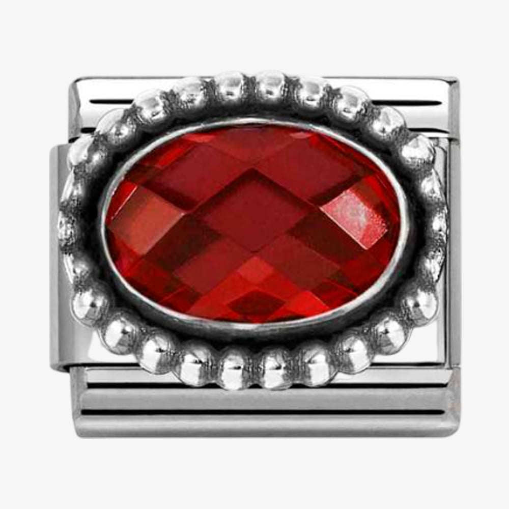 Product photograph of Nomination Stainless Steel Amp Silver Red Cubic Zirconia Oval Beaded Charm 330607 005 from The Jewel Hut