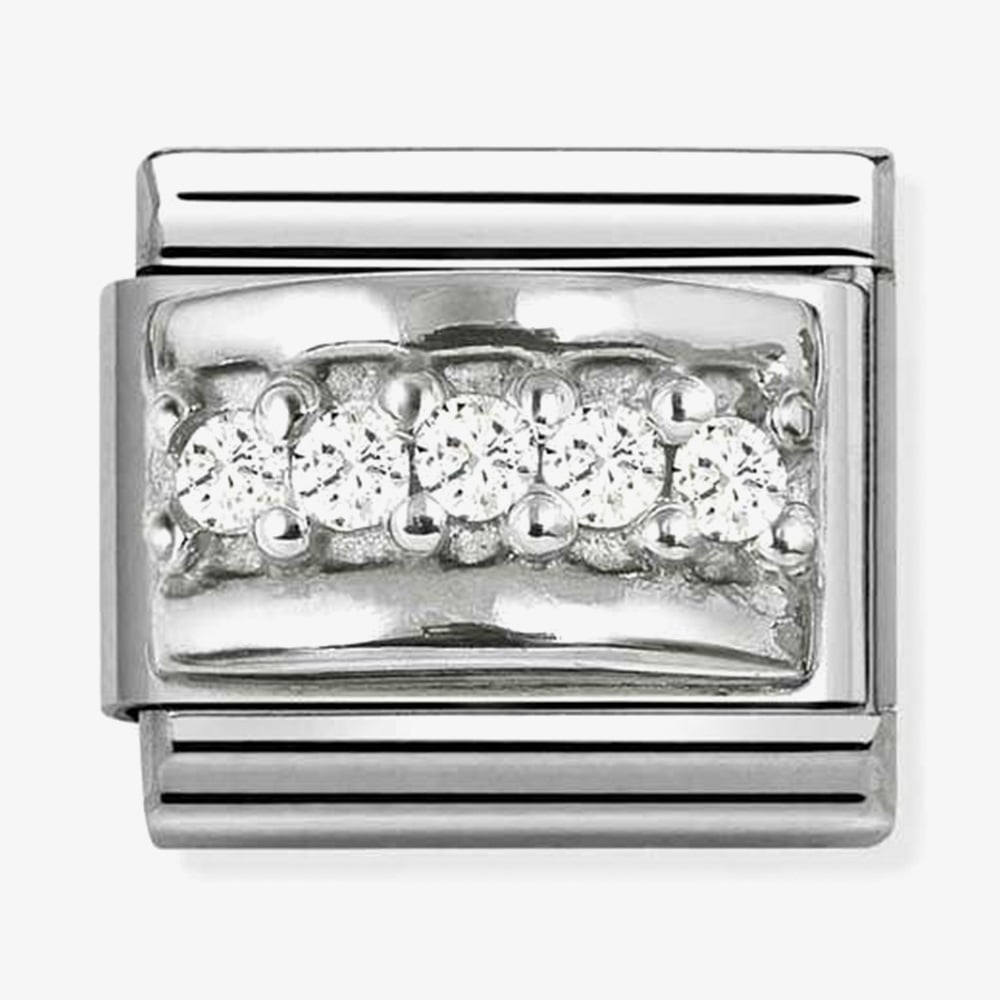 Nomination Silver White CZ Track Charm