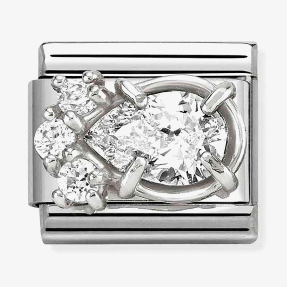 Nomination Silver White CZ Drop Charm