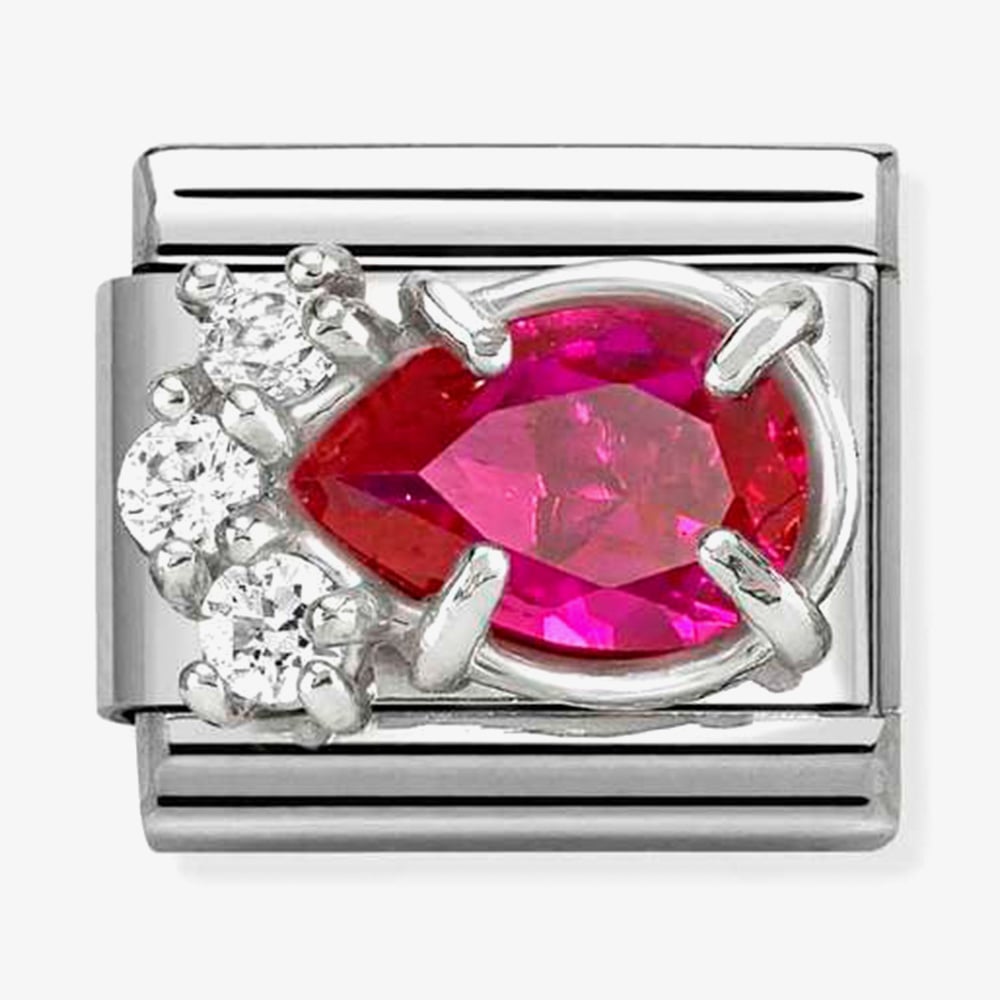 Nomination Silver Red CZ Drop Charm