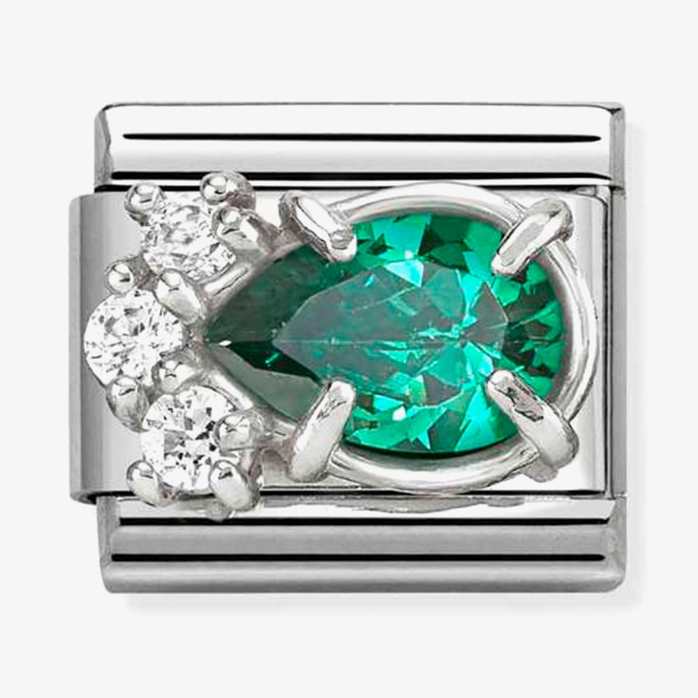 Nomination Silver Green CZ Drop Charm