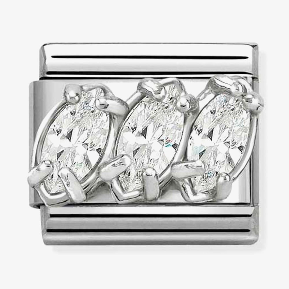 Nomination Silver White CZ Trilogy Charm