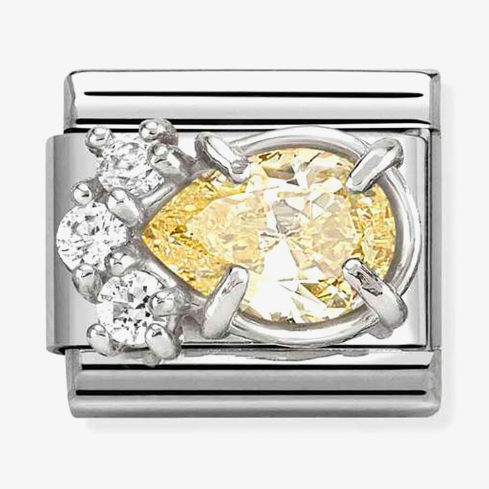 Nomination Silver Yellow CZ Drop Charm