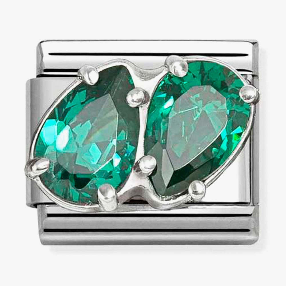 Nomination Silver Green CZ Double Drop Charm