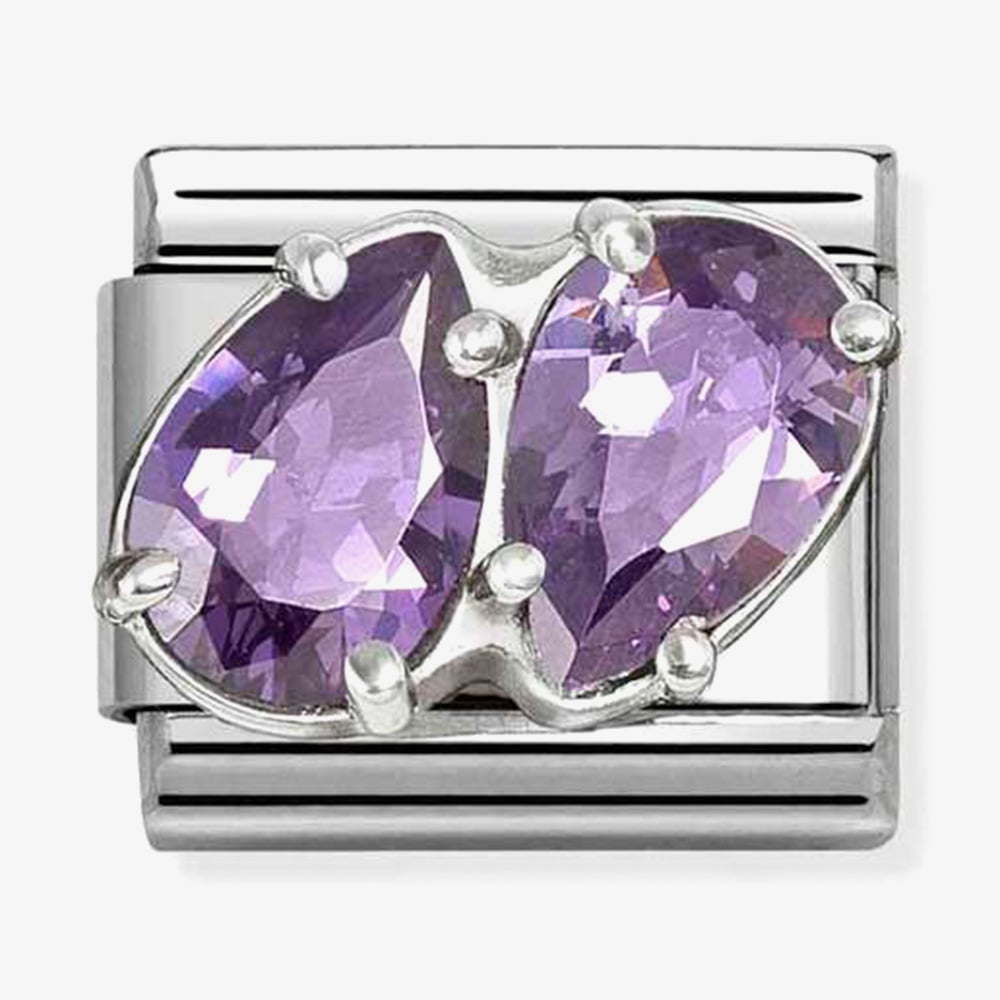 Nomination Silver Purple CZ Double Drop Charm
