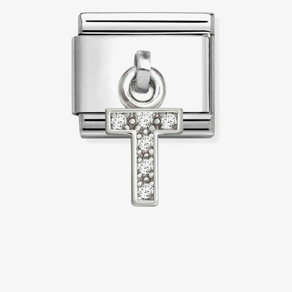 Nomination Silver CZ Dangle T Charm