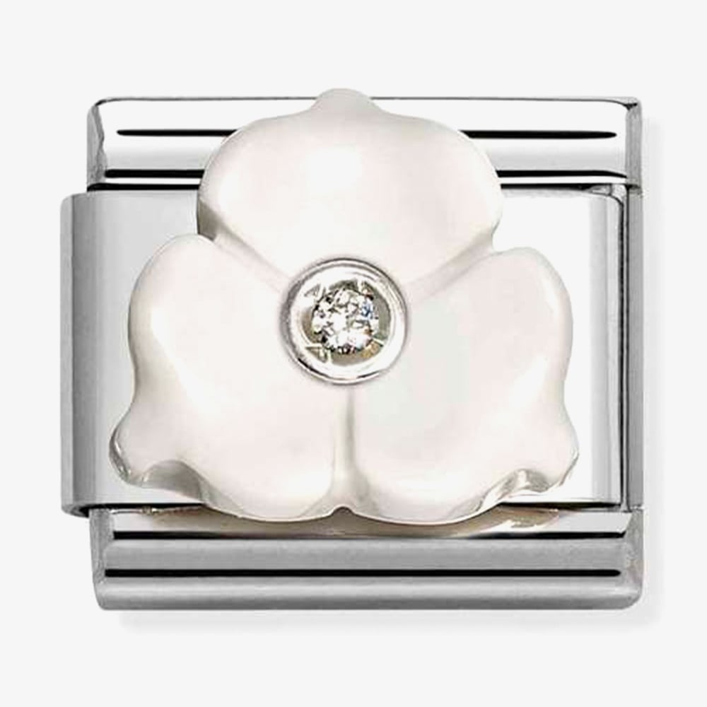 Nomination Composable Classic Cubic Zirconia White Three Petal Flower Charm 330512/24
