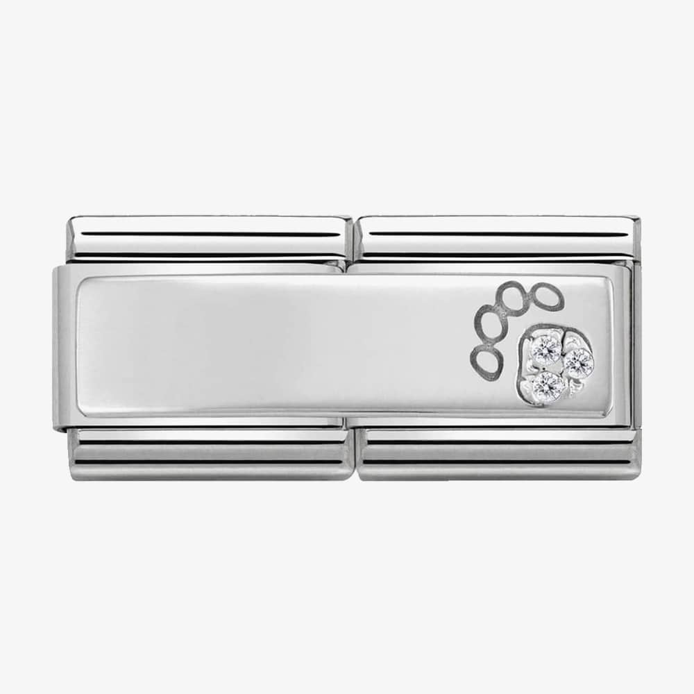 Nomination CLASSIC Silvershine Symbols Stainless Steel Cubic Zirconia Paw Print Double Charm 330731/13